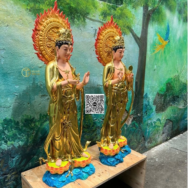 Tượng Nhật Nguyệt Quang Bồ Tát 101cm