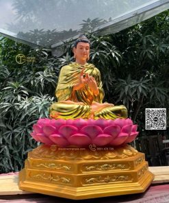 Tượng Phật Bổn Sư Chuyển Pháp Luân Dát Vàng 110cm