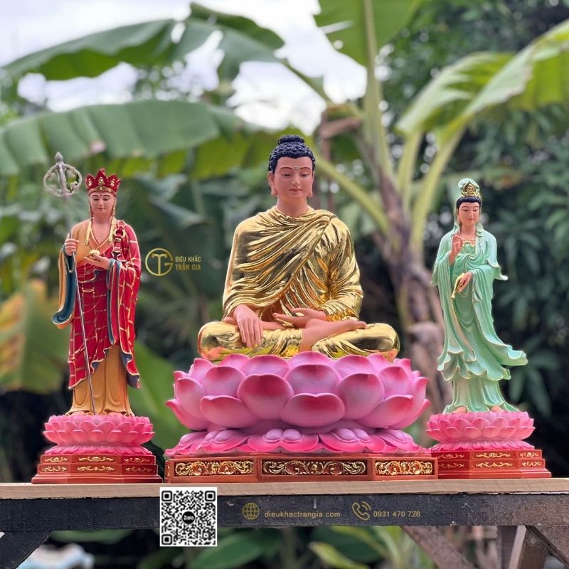 Tượng Ta Bà Tam Thánh Nhựa Composite 50cm