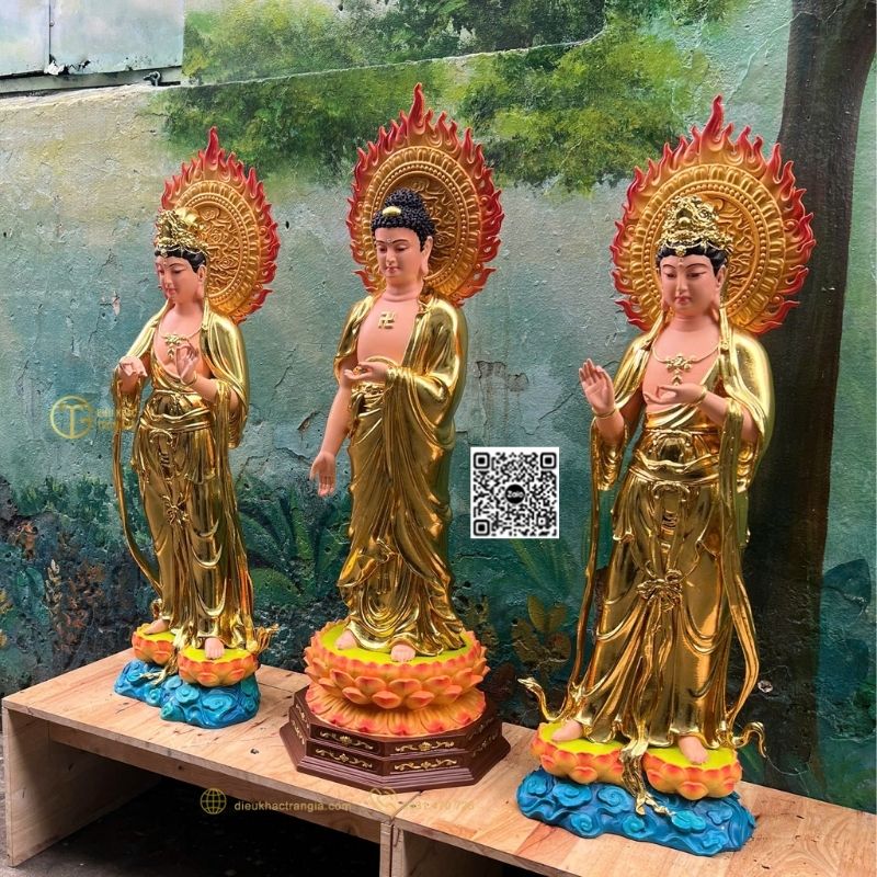 Bộ Tượng Đông Phương Tam Thánh 101cm