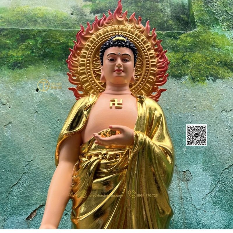 Hình ảnh mẫu Tượng Phật Adida Tiếp Dẫn 101cm tại xưởng Trần Gia