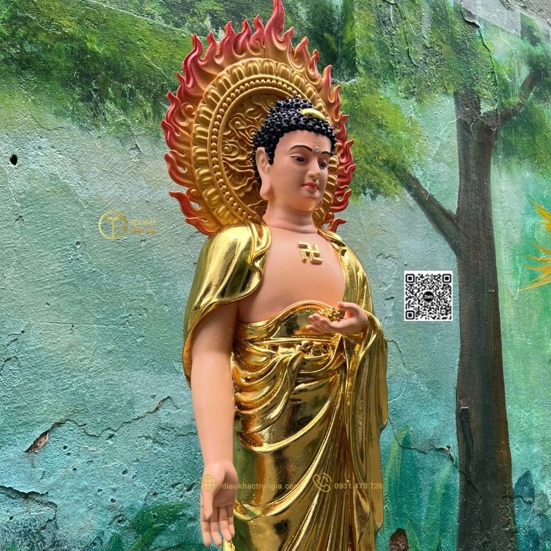 Hình ảnh mẫu Tượng Phật Adida Tiếp Dẫn 101cm tại xưởng Trần Gia