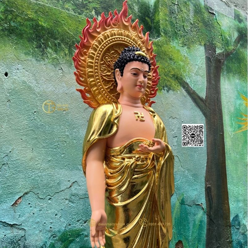 Hình ảnh mẫu Tượng Phật Adida Tiếp Dẫn 101cm tại xưởng Trần Gia
