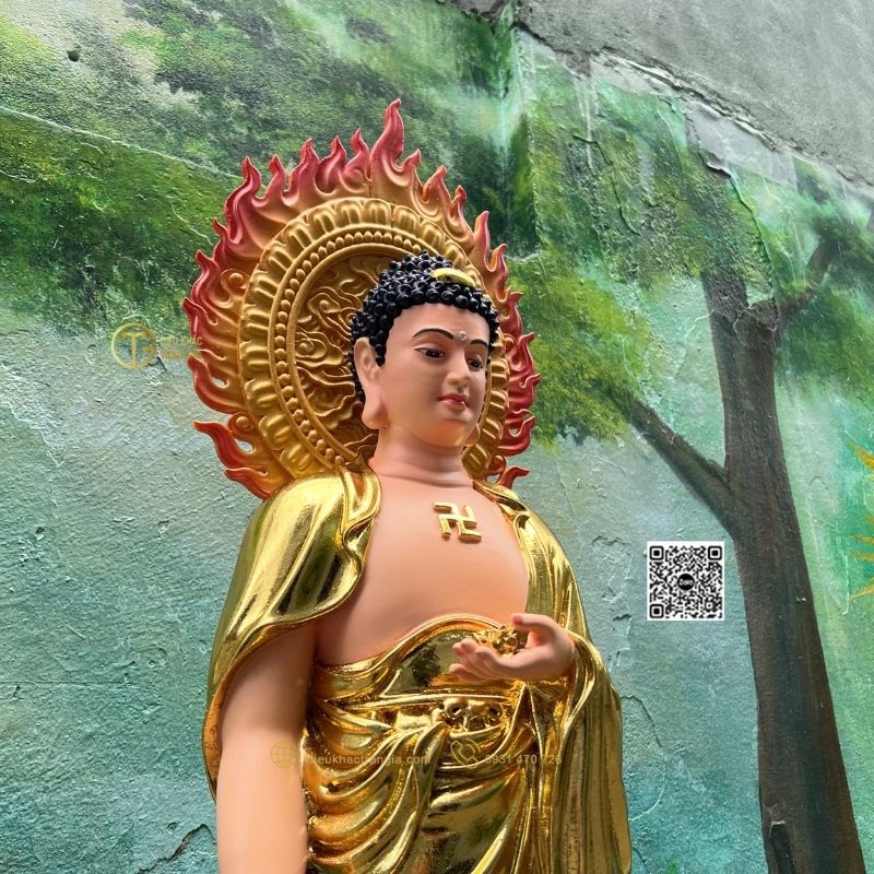 Hình ảnh mẫu Tượng Phật Adida Tiếp Dẫn 101cm tại xưởng Trần Gia