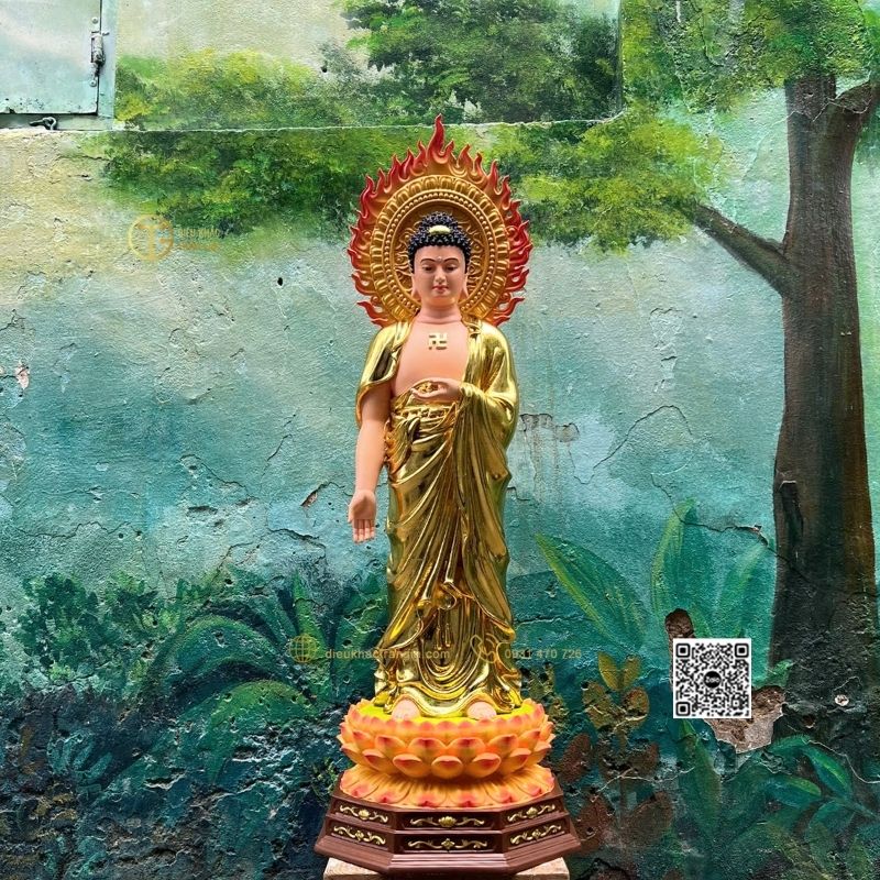 Hình ảnh mẫu Tượng Phật Adida Tiếp Dẫn 101cm tại xưởng Trần Gia
