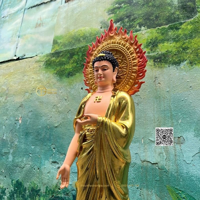 Hình ảnh mẫu Tượng Phật Adida Tiếp Dẫn 101cm tại xưởng Trần Gia