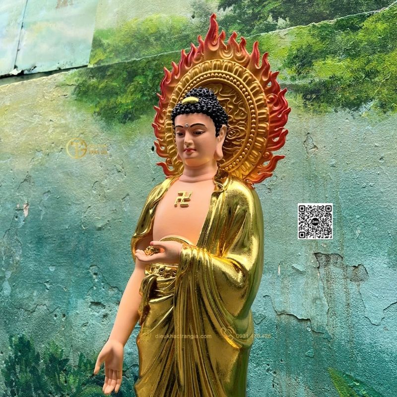 Hình ảnh mẫu Tượng Phật Adida Tiếp Dẫn 101cm tại xưởng Trần Gia
