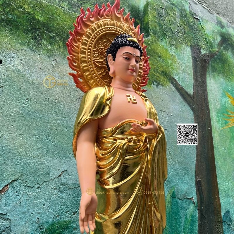 Hình ảnh mẫu Tượng Phật Adida Tiếp Dẫn 101cm tại xưởng Trần Gia