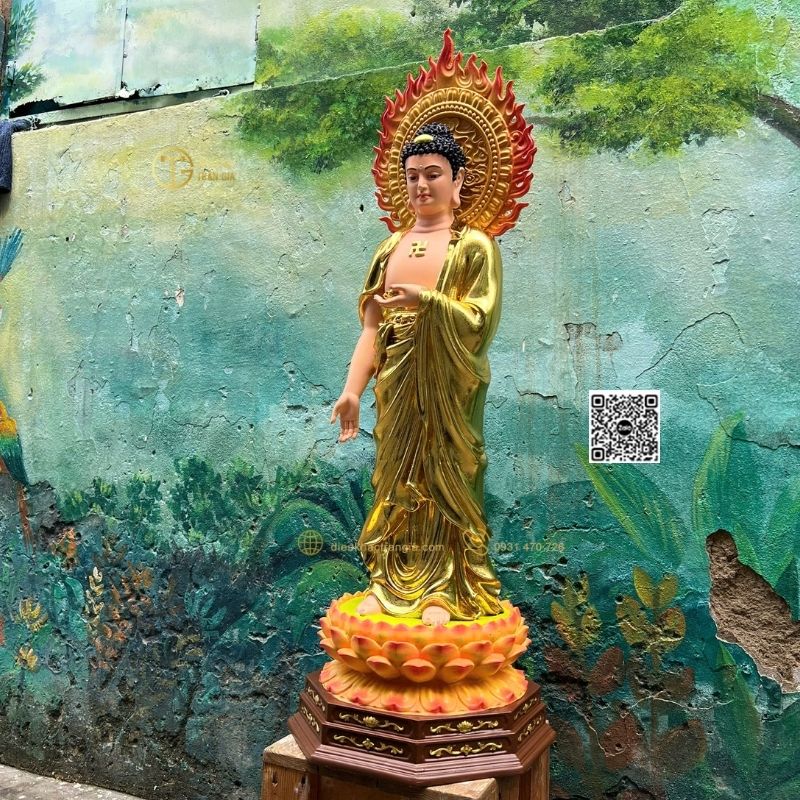 Hình ảnh mẫu Tượng Phật Adida Tiếp Dẫn 101cm tại xưởng Trần Gia