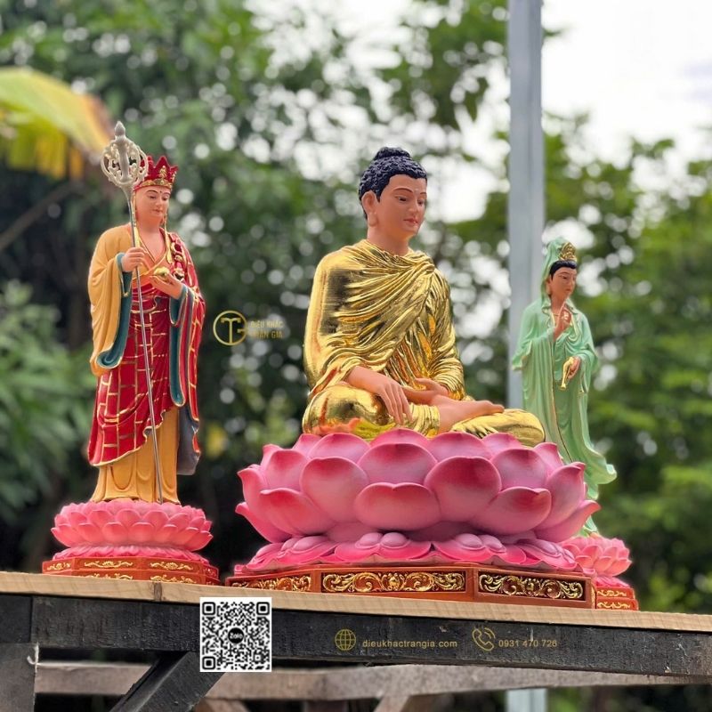 Tượng Ta Bà Tam Thánh Nhựa Composite 50cm