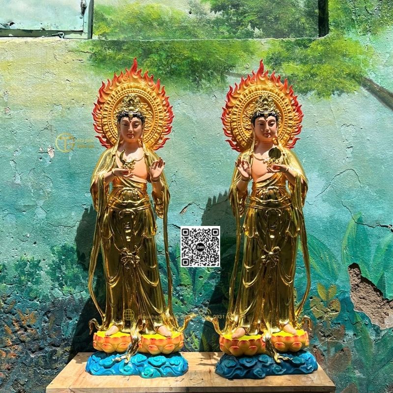 Tượng Nhật Nguyệt Quang Bồ Tát 101cm
