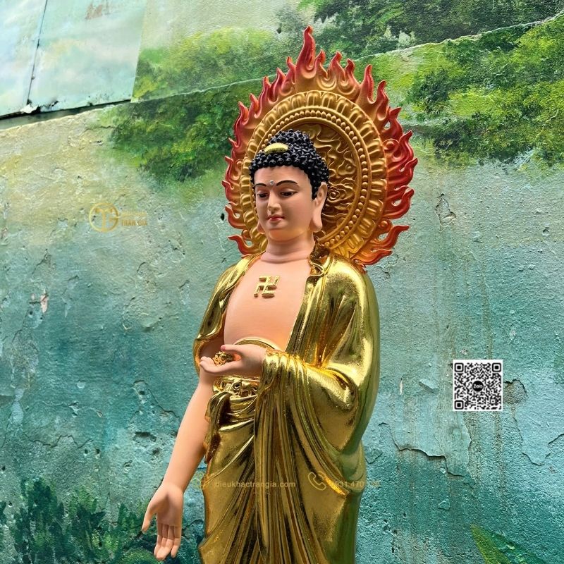 Hình ảnh mẫu Tượng Phật Adida Tiếp Dẫn 101cm tại xưởng Trần Gia