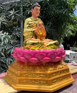 hinh tuong phat bon su chuyen phap luan dat vang 110cm