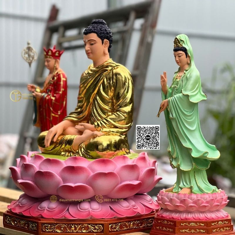 Tượng Ta Bà Tam Thánh Nhựa Composite 50cm