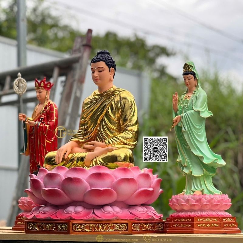 Tượng Ta Bà Tam Thánh Nhựa Composite 50cm