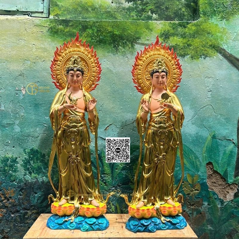 Tượng Nhật Nguyệt Quang Bồ Tát 101cm