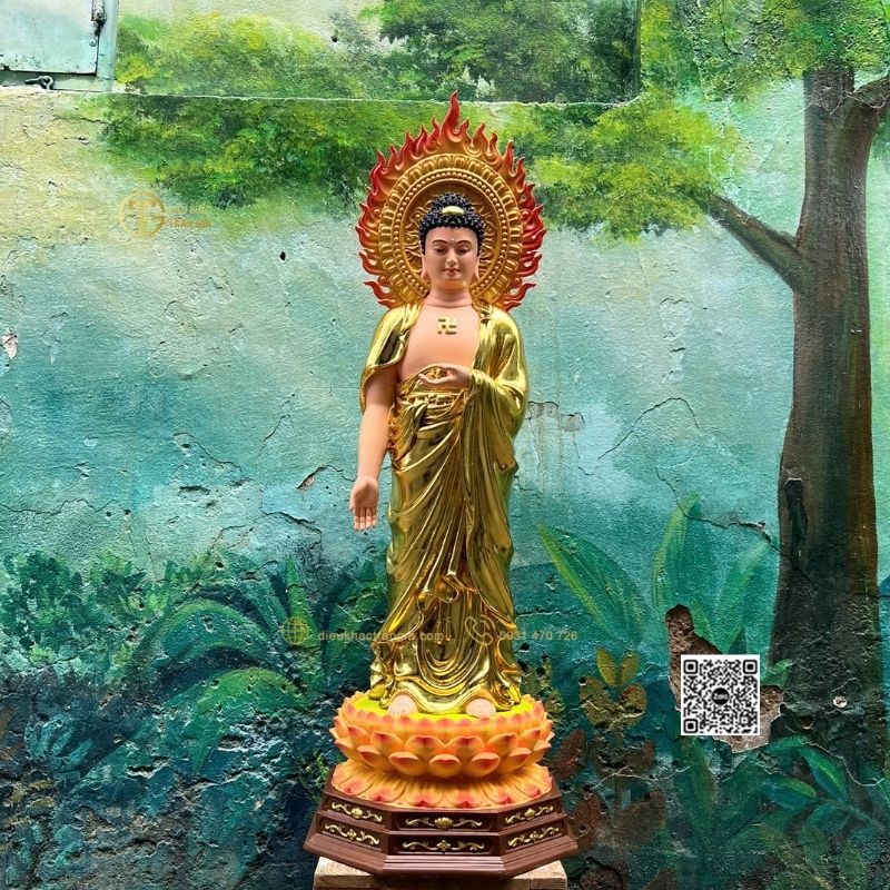 Hình ảnh mẫu Tượng Phật Adida Tiếp Dẫn 101cm tại xưởng Trần Gia