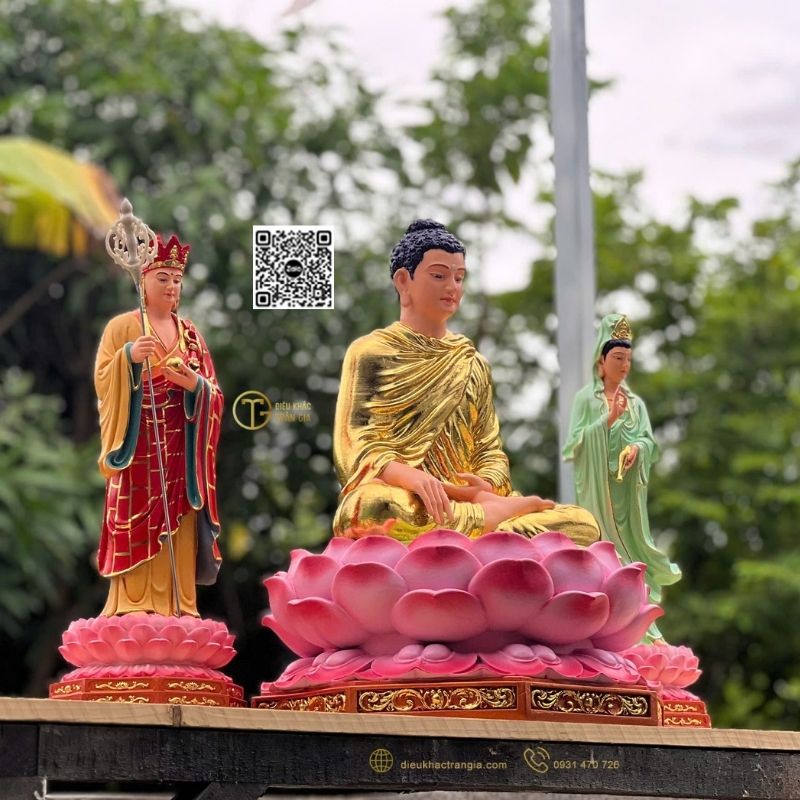 Tượng Ta Bà Tam Thánh Nhựa Composite 50cm