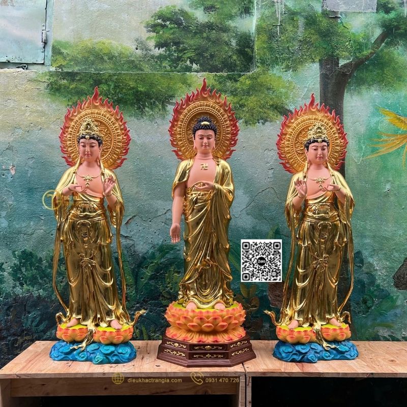 Bộ Tượng Đông Phương Tam Thánh 101cm