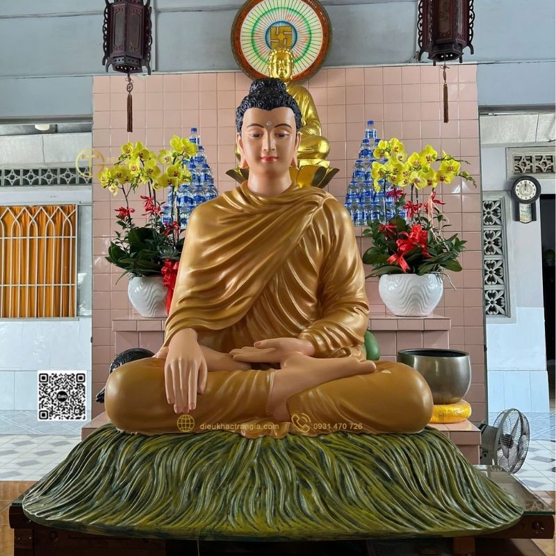 Tượng Bổn Sư Ấn Địa Xúc 120 Nhũ Vàng