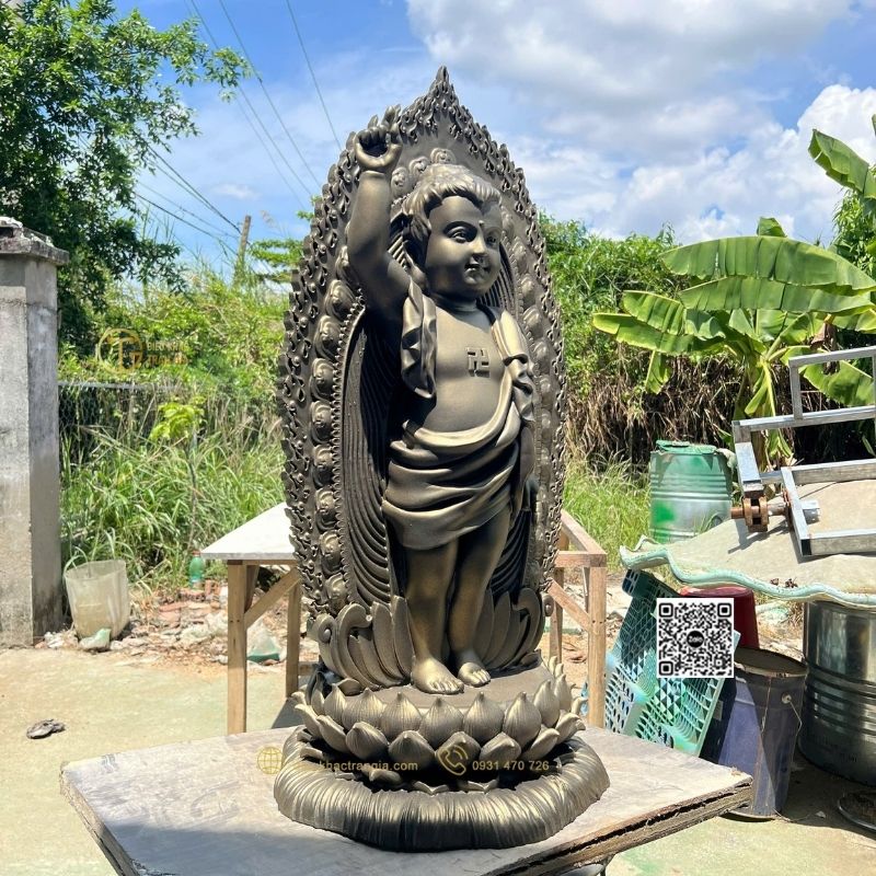 Tượng Phật Đản Sanh 2 Mặt Giả Đồng