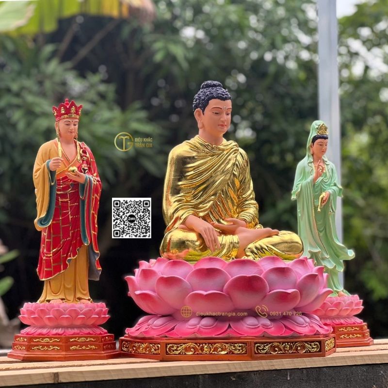 Tượng Ta Bà Tam Thánh Nhựa Composite 50cm