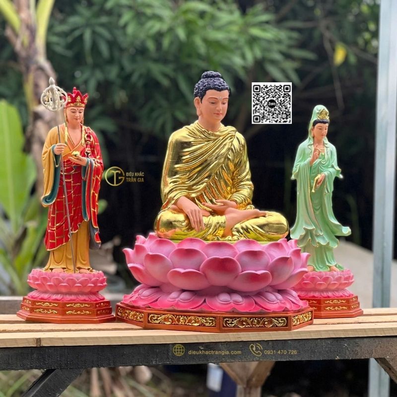 Tượng Ta Bà Tam Thánh Nhựa Composite 50cm