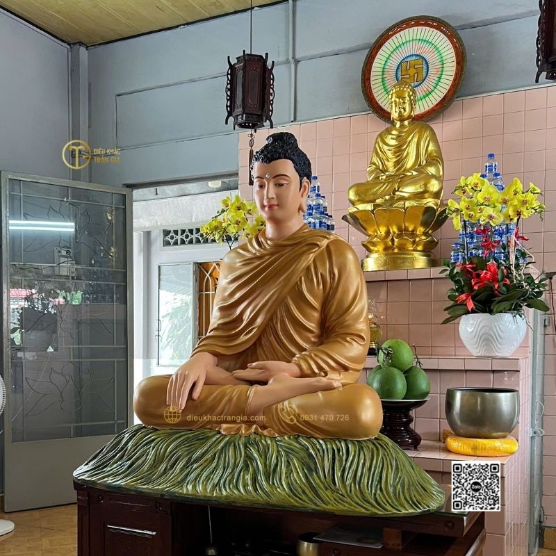 Tượng Bổn Sư Ấn Địa Xúc 120 Nhũ Vàng