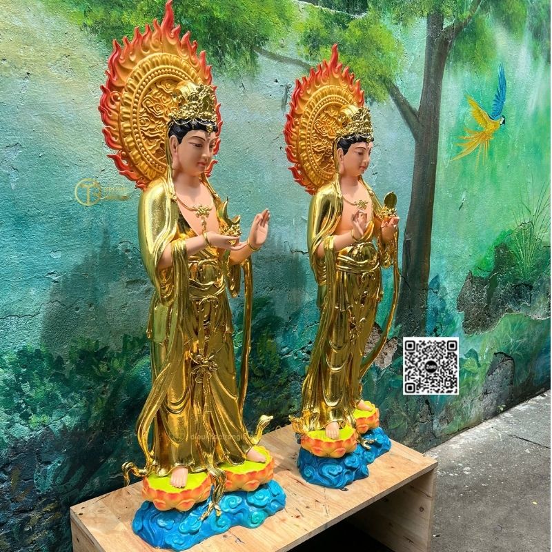 Tượng Nhật Nguyệt Quang Bồ Tát 101cm