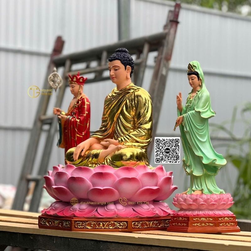 Tượng Ta Bà Tam Thánh Nhựa Composite 50cm