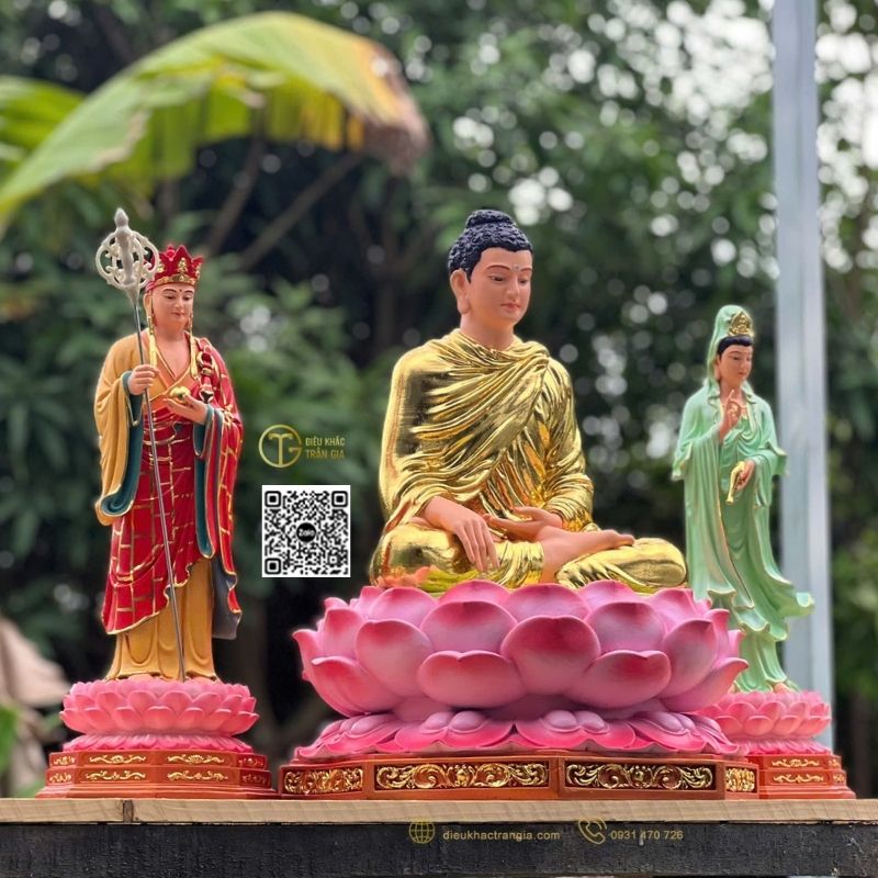 Tượng Ta Bà Tam Thánh Nhựa Composite 50cm