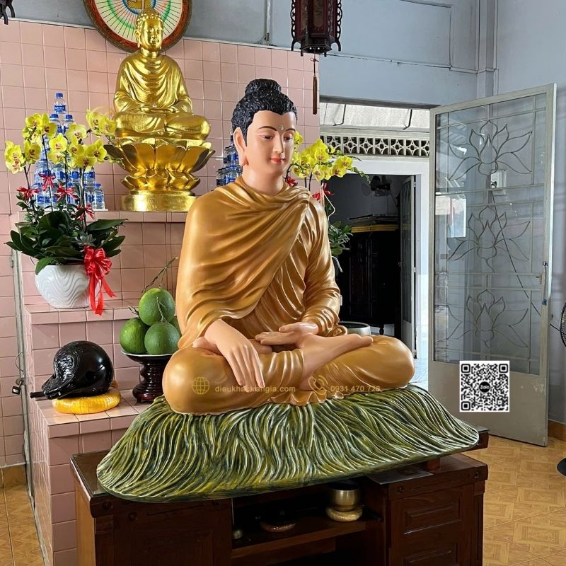Tượng Bổn Sư Ấn Địa Xúc 120 Nhũ Vàng