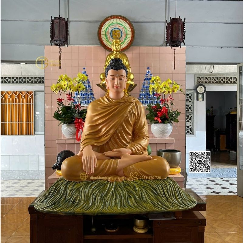 Tượng Bổn Sư Ấn Địa Xúc 120 Nhũ Vàng