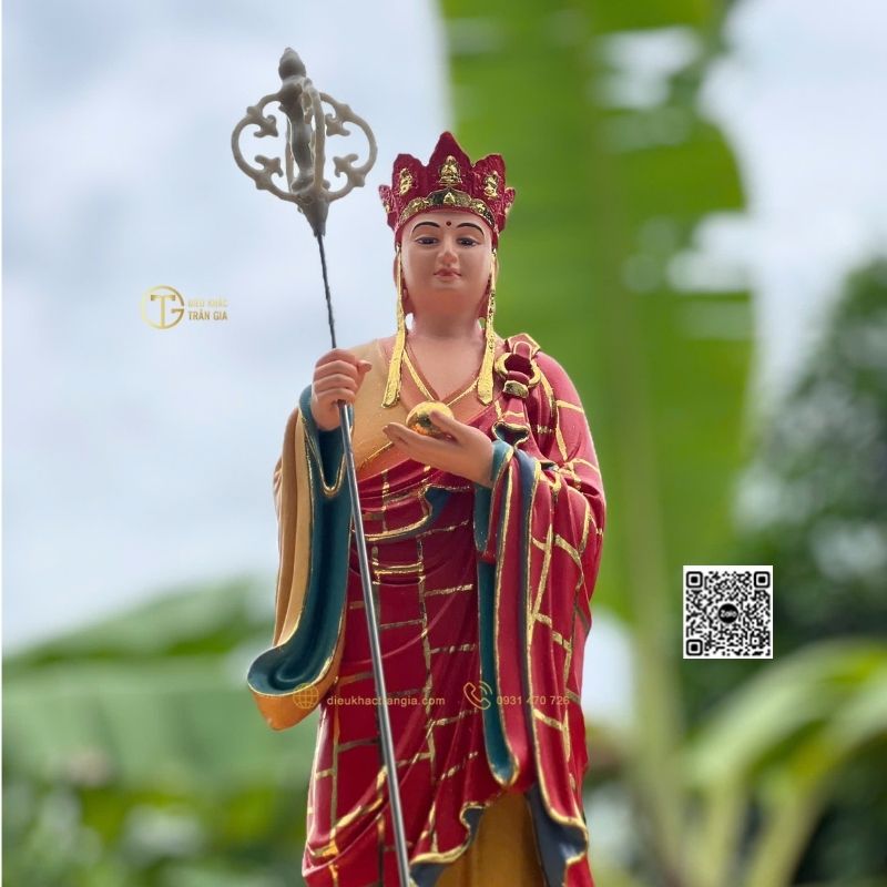 Tượng Địa Tạng Đứng Đài Sen 45cm