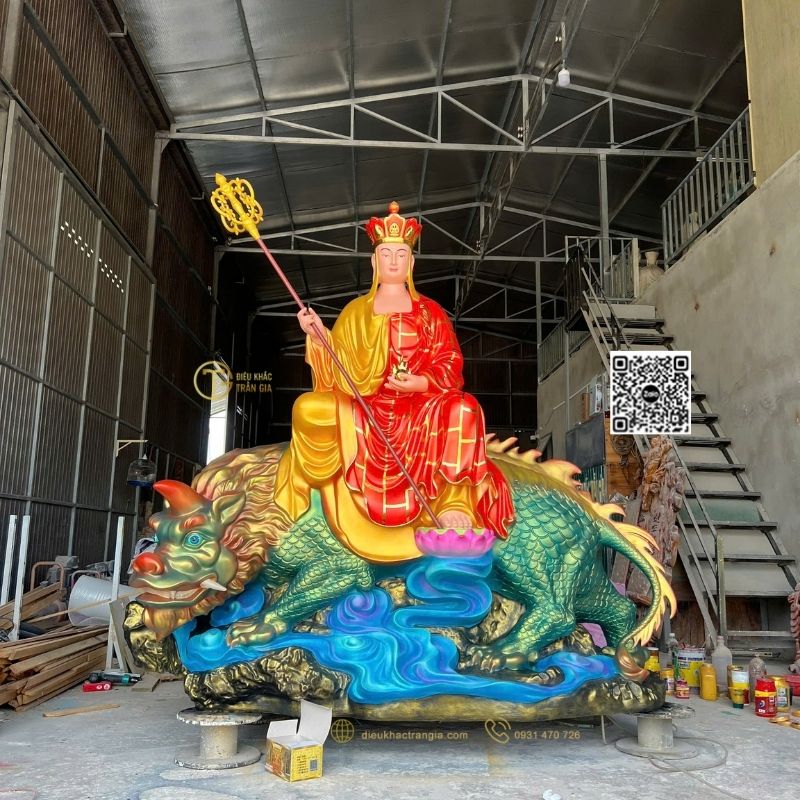 tuong-dia-tang-ngoi-de-thinh-nhua-composite-200cm Tượng Địa Tạng Ngồi Đề Thính Nhựa Composite 200cm