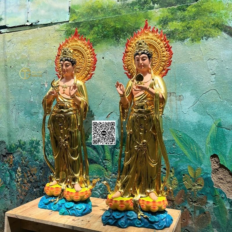 Tượng Nhật Nguyệt Quang Bồ Tát 101cm