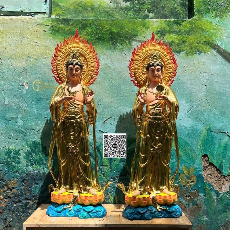 Tượng Nhật Nguyệt Quang Bồ Tát 101cm