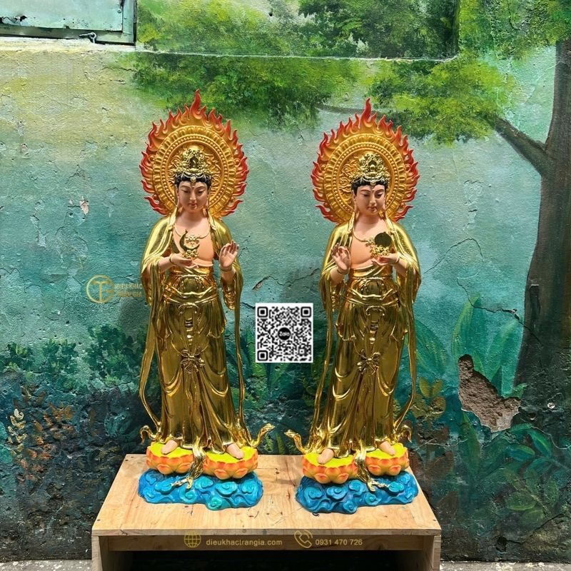 tuong-nhat-nguyet-quang-bo-tat-101cm Tượng Nhật Nguyệt Quang Bồ Tát 101cm