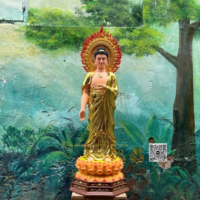 Hình ảnh mẫu Tượng Phật Adida Tiếp Dẫn 101cm tại xưởng Trần Gia