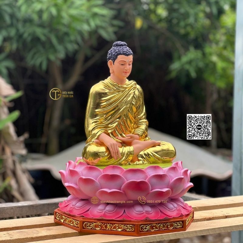 Hình ảnh mẫu Tượng Phật Bổn Sư Ấn Địa Xúc Ngồi Đài Sen 50cm tại xưởng Trần Gia