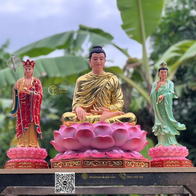 Tượng Ta Bà Tam Thánh Nhựa Composite 50cm