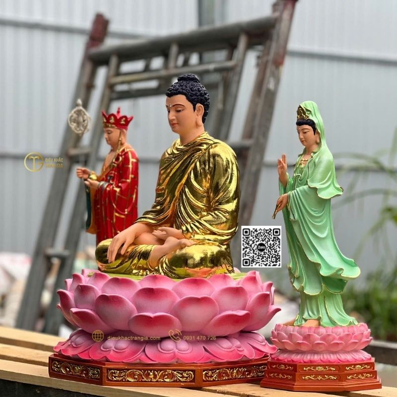 Tượng Ta Bà Tam Thánh Nhựa Composite 50cm