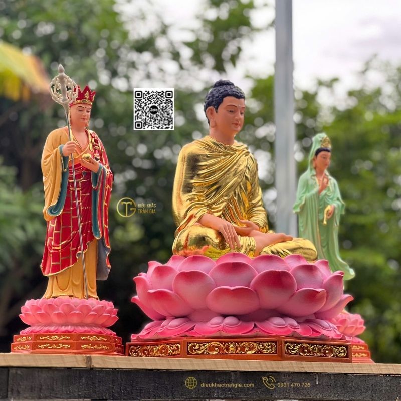 Tượng Ta Bà Tam Thánh Nhựa Composite 50cm