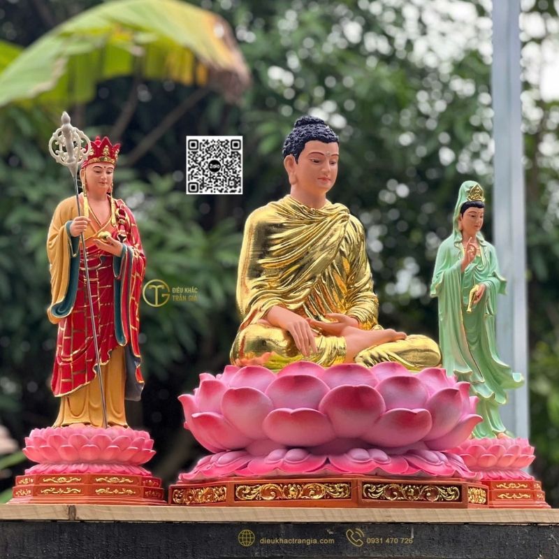 Tượng Ta Bà Tam Thánh Nhựa Composite 50cm