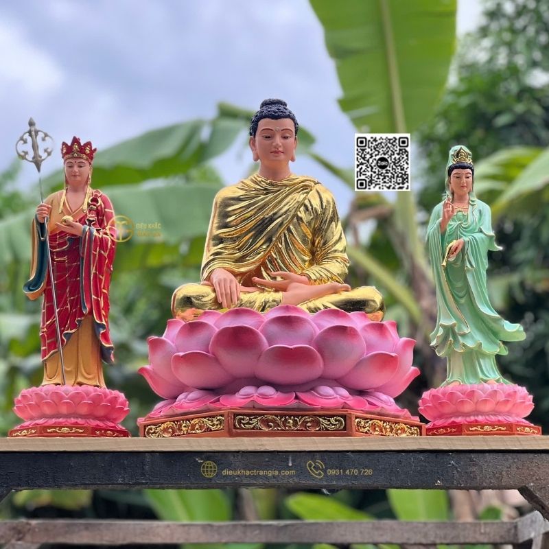 Tượng Ta Bà Tam Thánh Nhựa Composite 50cm