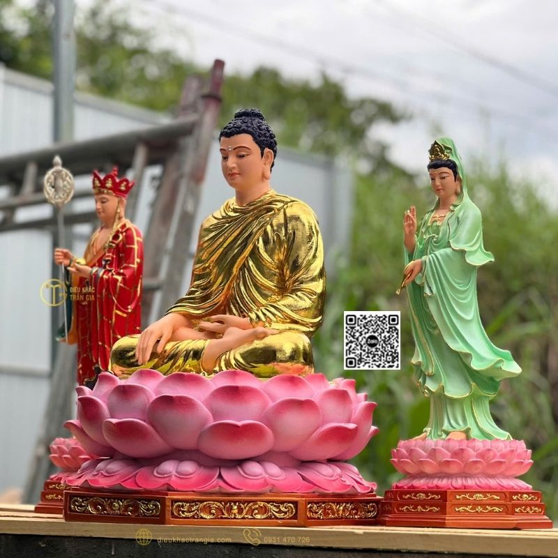 Tượng Ta Bà Tam Thánh Nhựa Composite 50cm