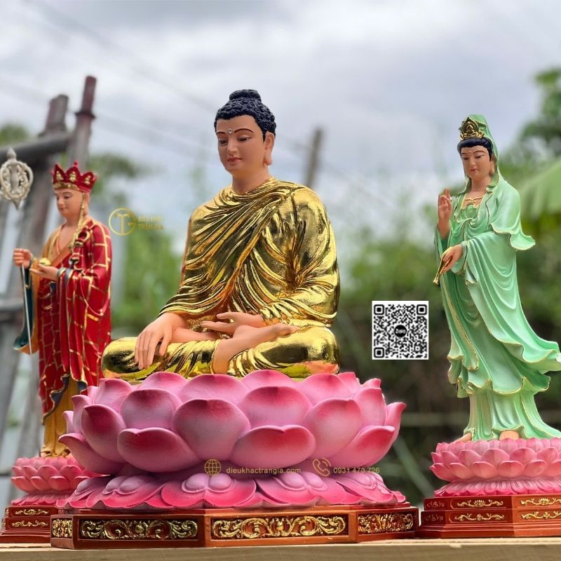Tượng Ta Bà Tam Thánh Nhựa Composite 50cm