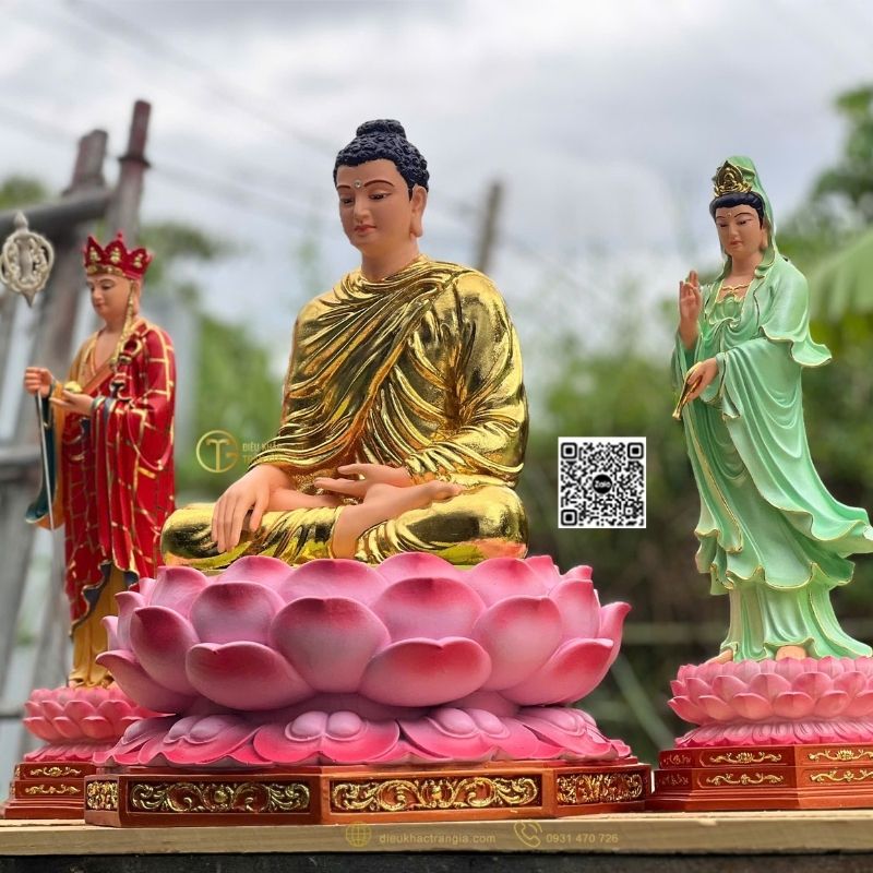 Tượng Ta Bà Tam Thánh Nhựa Composite 50cm