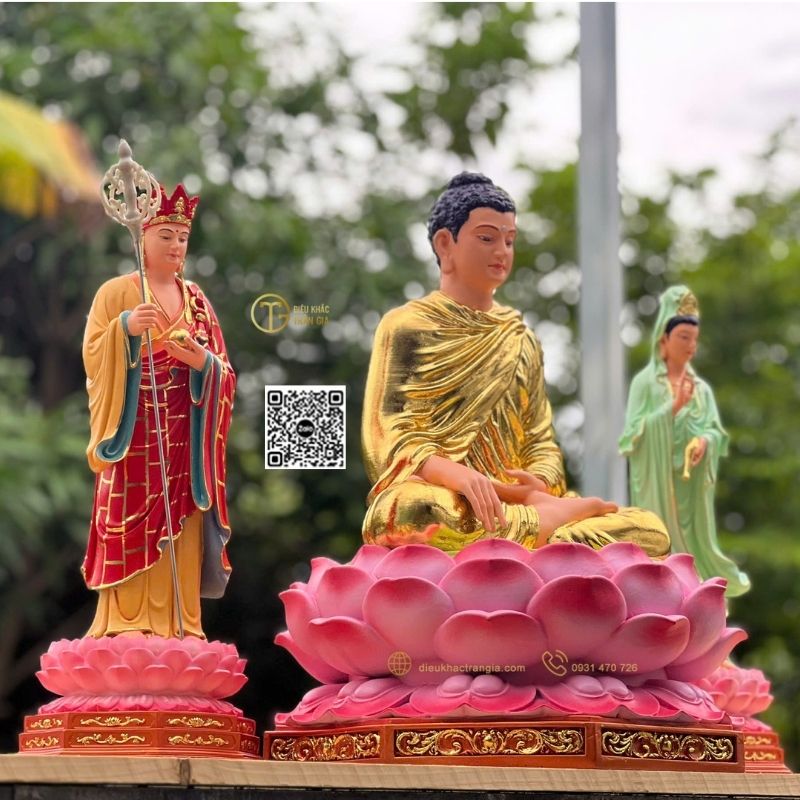 Tượng Ta Bà Tam Thánh Nhựa Composite 50cm