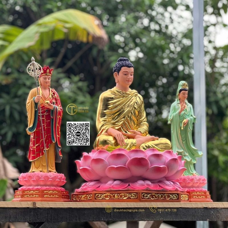 Tượng Ta Bà Tam Thánh Nhựa Composite 50cm